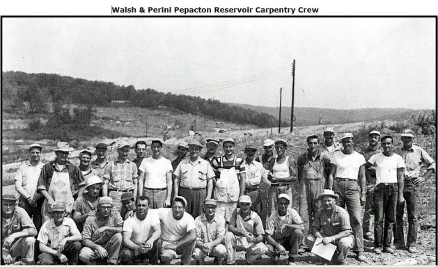 Carpenter construction crew for Pepacton Reservoir and Downsville Dam. (Colchester Historical Society)